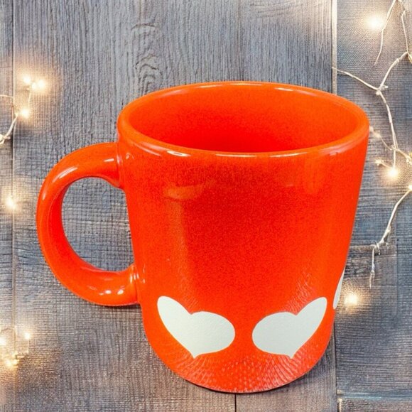 Vintage Waechterbach Heart Coffee Mug Cup West Germany Red With White Hearts - Picture 2 of 11